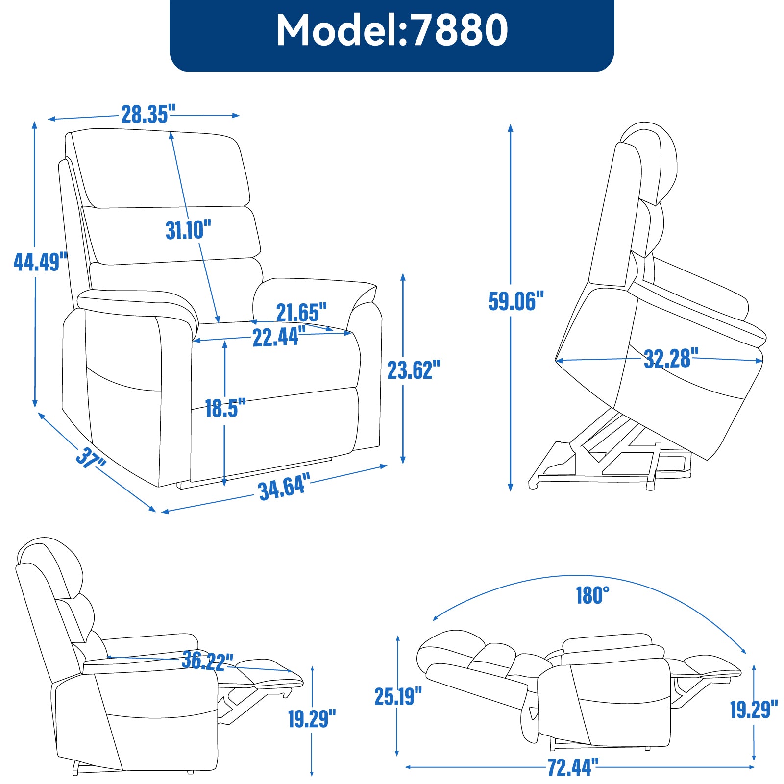 Yellow Brown Power Lift Recliner Chair - 36" Primary Living Space