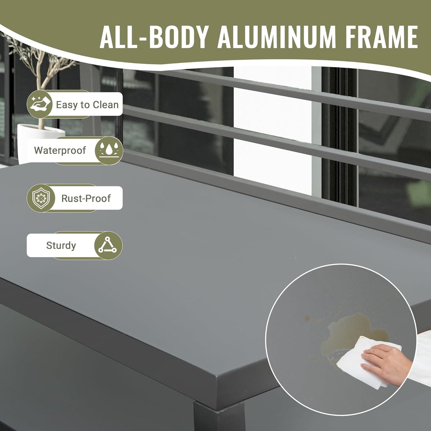 Outdoor Kitchen Island - Grey Aluminum Storage Cabinet