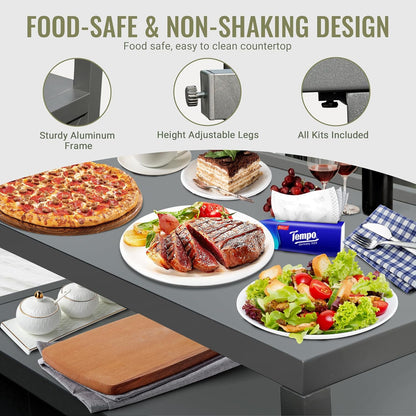 Outdoor Kitchen Island - Grey Aluminum Storage Cabinet