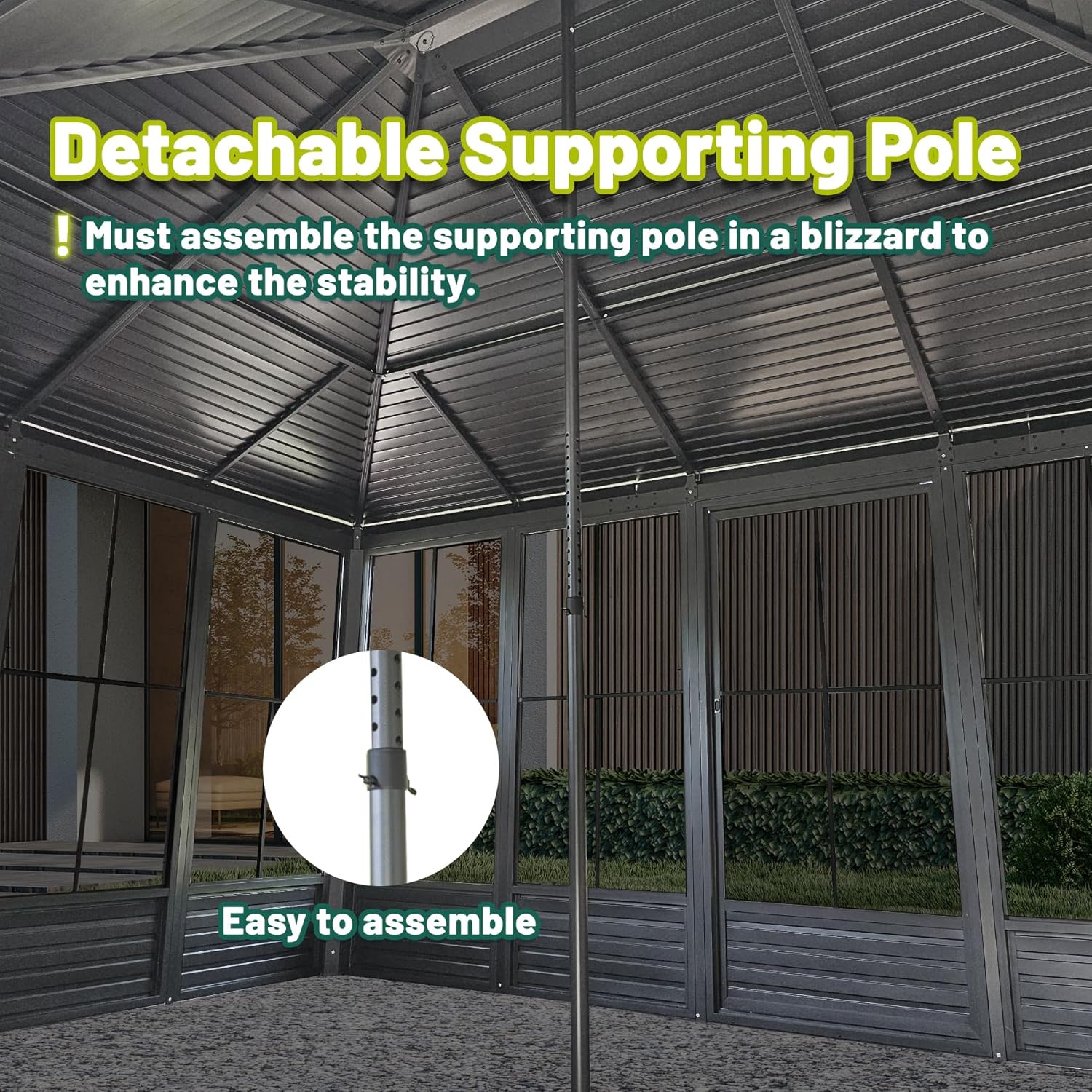 13.5ft Gray Aluminum Sunroom - Four Season Gazebo for Patio