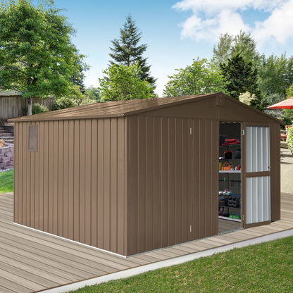 Brown Metal Garden Storage Shed 140x110 for Backyard Tools