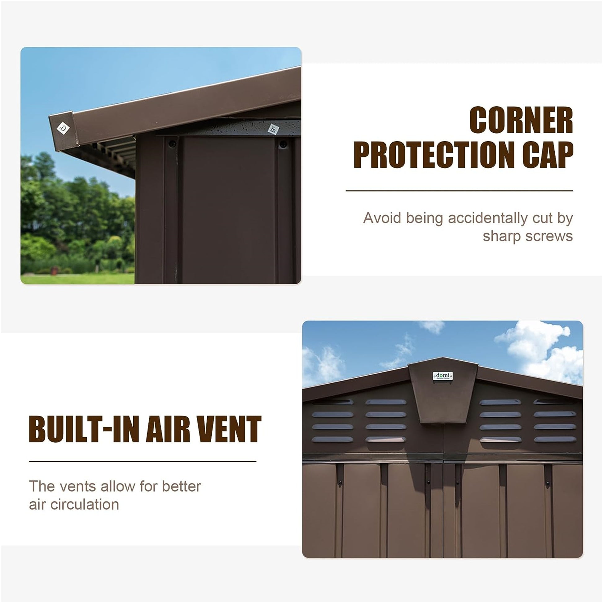 Brown Metal Garden Storage Shed 140x110 for Backyard Tools