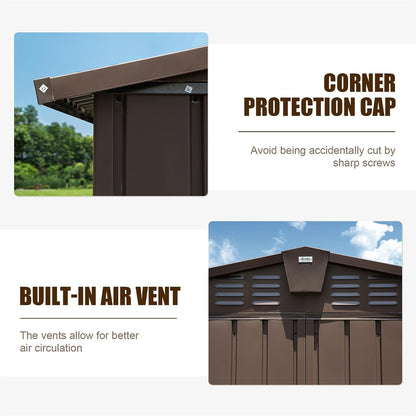 Brown Metal Garden Storage Shed 140x110 for Backyard Tools