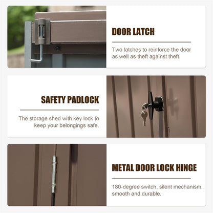 Brown Metal Garden Storage Shed 140x110 for Backyard Tools