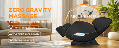 Black PU Leather Massage Recliner - Zero Gravity for Living Room