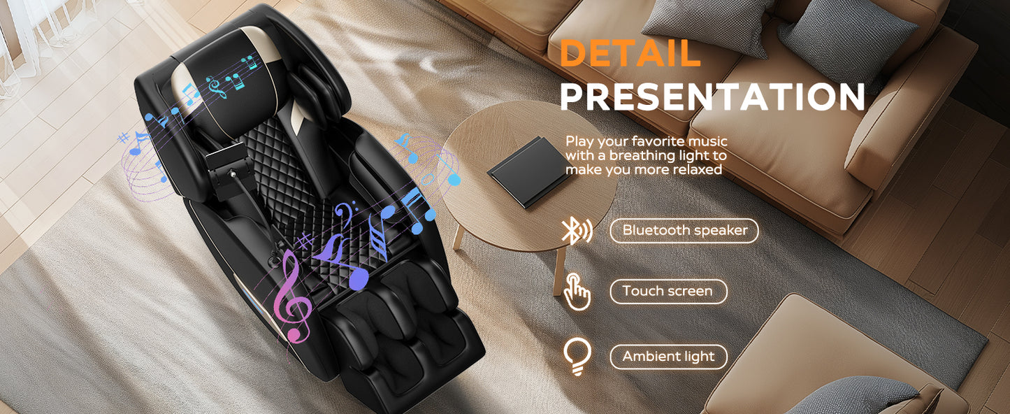 Black PU Leather Massage Recliner - Zero Gravity for Living Room