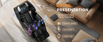 Black PU Leather Massage Recliner - Zero Gravity for Living Room