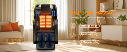 Black PU Leather Massage Recliner - Zero Gravity for Living Room