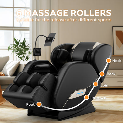 Black PU Leather Massage Recliner - Zero Gravity for Living Room
