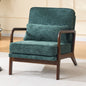 Mid-Century Modern Lounge Chair Single, Upholstered Living Room Chair with Curved Wood Armrests and  Lumbar Cushion,Accent Chair for Living Room, Bedroom, Indoor, Dark Green