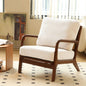 Cute Accent Chair with Solid Wood Legs, Living Room Chair with Soft Fabric Cushion, Cozy Bedroom Chair, Comfy Armchair Reading Chair for Apartment, Waiting Room, Balcony (White)