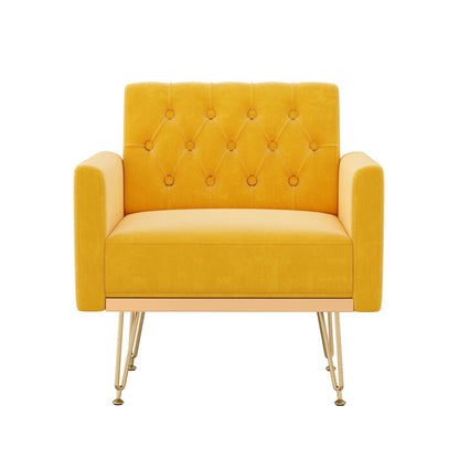 Orange Velvet Armchair - Reading Chair for Living Room
