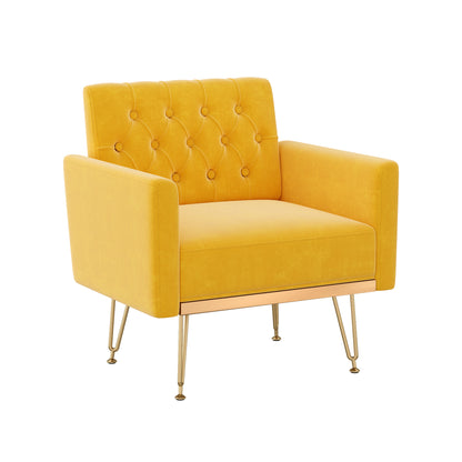 Orange Velvet Armchair - Reading Chair for Living Room