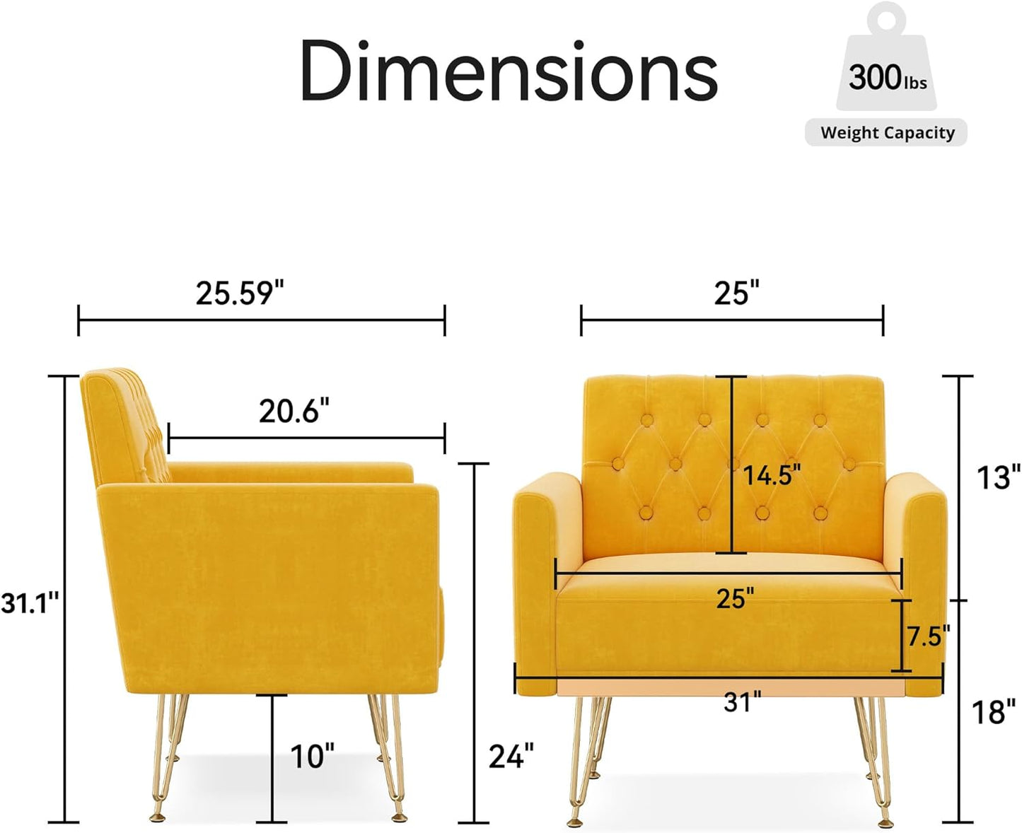 Orange Velvet Armchair - Reading Chair for Living Room