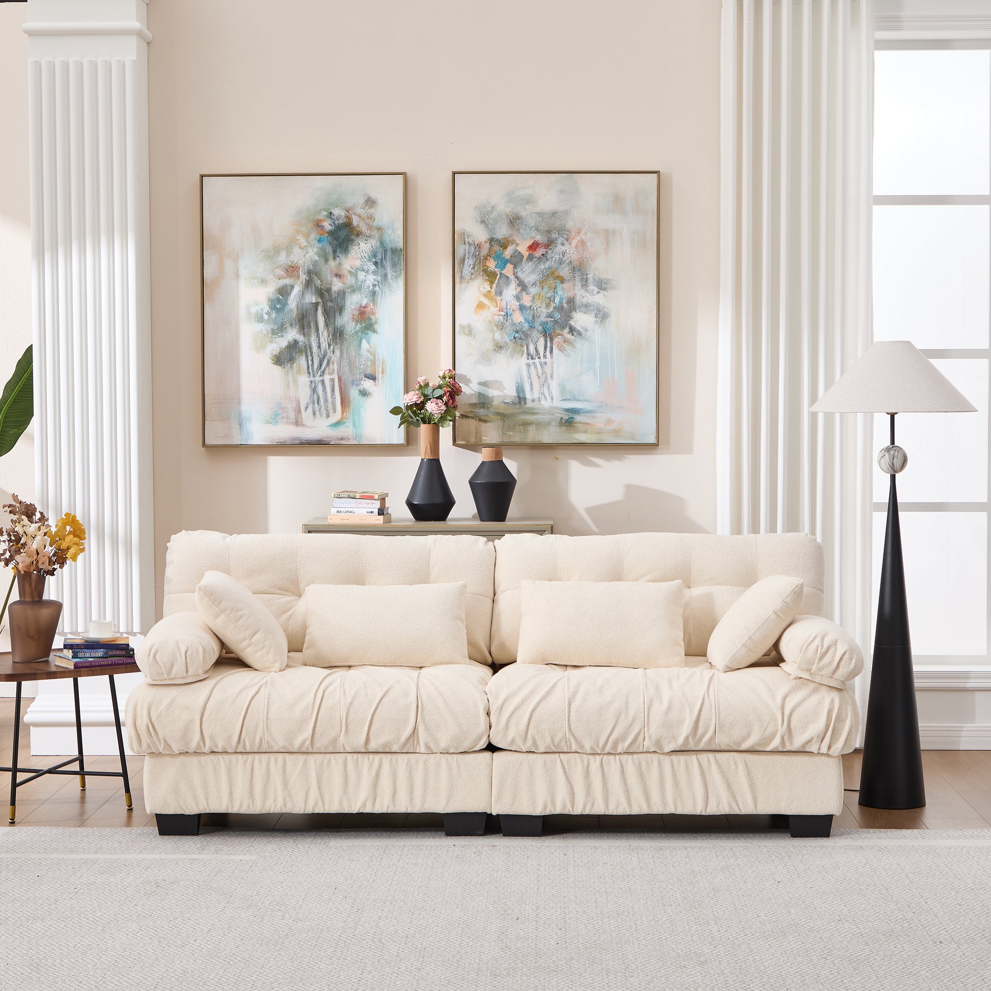 Cloud Couch Modular Sectional Sofa, Modern Loveseat Sectional Couches for Living Room,Deep Seat Modular Couch with Armrests Pillows,Comfy advanced flannelette Sofa for Bedroom(4pillow)