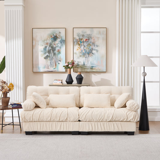 Cloud Couch Modular Sectional Sofa, Modern Loveseat Sectional Couches for Living Room,Deep Seat Modular Couch with Armrests Pillows,Comfy advanced flannelette Sofa for Bedroom(4pillow)