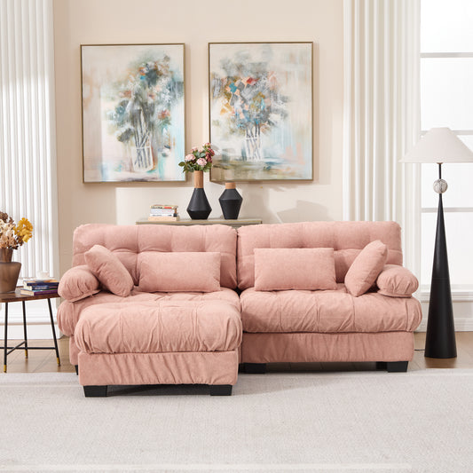 Modular Sectional Sofa Cloud Couch, Deep Seat L Shaped Couch with Ottoman,Sofa Sectional Couches for Living Room, Comfy advanced flannelette Loveseat with 4 Pillows