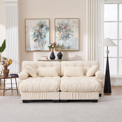 U Shaped Sectional Couches for Living Room,Modular Sectional Sofa Cloud Couch with Ottoman, Deep Seat Loveseat Comfy advanced flannelette Oversized Sofa, Modern Couch with Round Armrests 4 Pillows