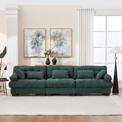 Modular Sectional Sofa,Cloud Couch, Modern Deep Seat Couches for Living Room, 3-Seater Comfy advanced flannelette Sofa for Bedroom, Oversized Sectional Couch with 5 Throw Pillows