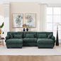 U Shaped Couch Modular Sectional Sofa, Modern Deep Seat Cloud Couch, 3-Seater Modular Couches for Living Room, Comfy advanced flannelette Sofa Bed with Round Armrests 5 Pillows,Sofas for Bedroom