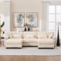 U Shaped Couch Modular Sectional Sofa, Modern Deep Seat Cloud Couch, 3-Seater Modular Couches for Living Room, Comfy advanced flannelette Sofa Bed with Round Armrests 5 Pillows,Sofas for Bedroom