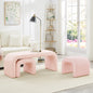 Set of 3 U-Shaped Modern Bench Teddy  Ottoman Bench for Entryway, Bedroom End of Bed, Set of 3 Small Sofa Footrest Extra Seating for Living Room, 44+18 Inch Bench Bench & Ottoman-Pink