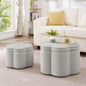 Set of 2 Ottoman with Storage,Flower Shape Petal Ottoman,Upholstered Velvet Storage Ottoman Bench,for for Living Room, Living Room and Entryway - Gray