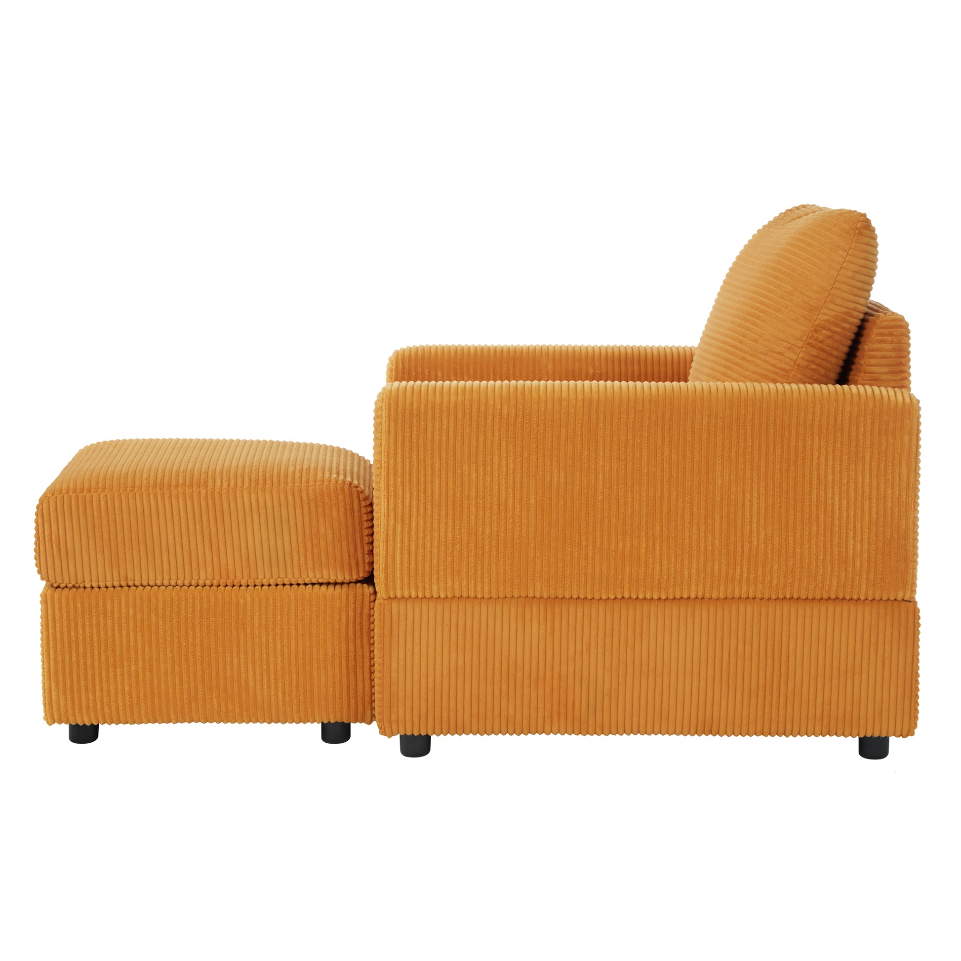 Yellow Corduroy Sectional Sofa - 57" Lounge Chair with Pillows for Living Room