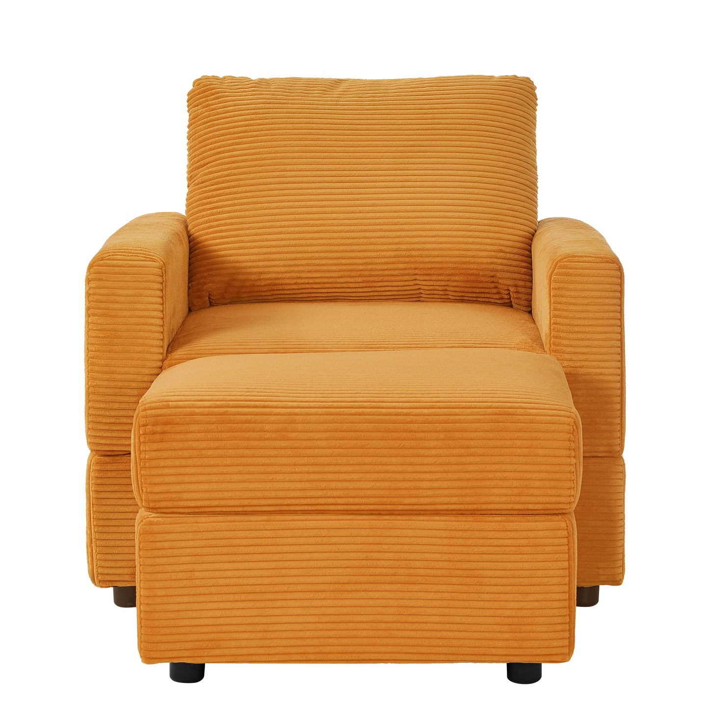 Yellow Corduroy Sectional Sofa - 57" Lounge Chair with Pillows for Living Room
