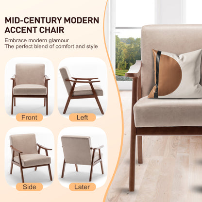 Light Camel Mid-Century Modern Accent Chair for Living Room