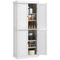 HOMCOM 72.5" Freestanding Kitchen Pantry Cabinet, Tall Storage Cabinet with 4 Doors and 2 Adjustable Shelves for Dining Room, White Wood Grain