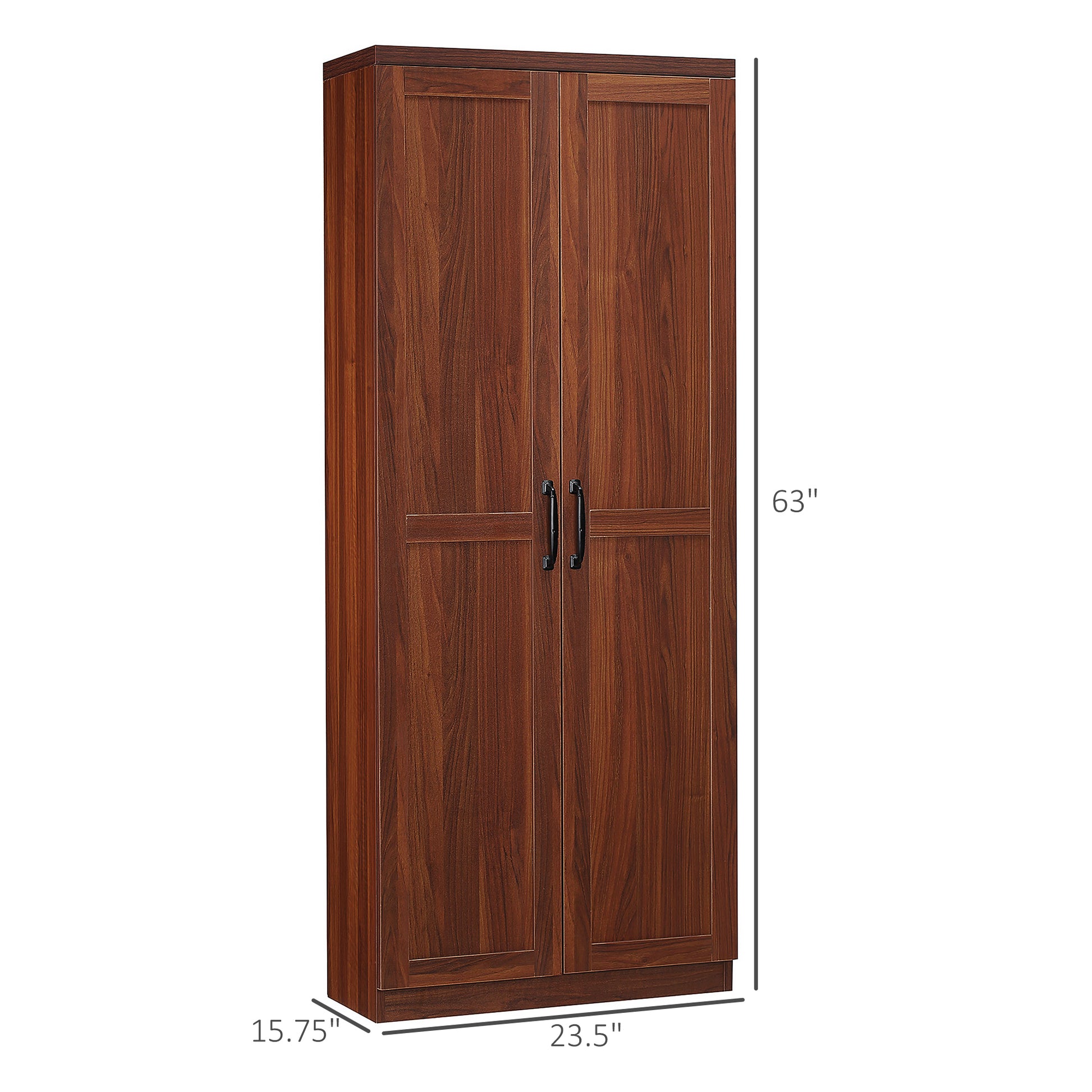 Brown Particle Board Kitchen Storage Cabinet with Adjustable Shelves for Dining Room