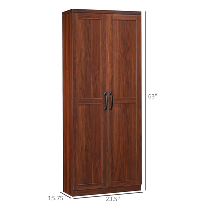 Brown Particle Board Kitchen Storage Cabinet with Adjustable Shelves for Dining Room