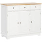 HOMCOM Sideboard with Solid Wood Countertop, Modern Kitchen Storage Cabinet, Coffee Bar Cabinet with 3 Drawers, Doors and Adjustable Shelf, White