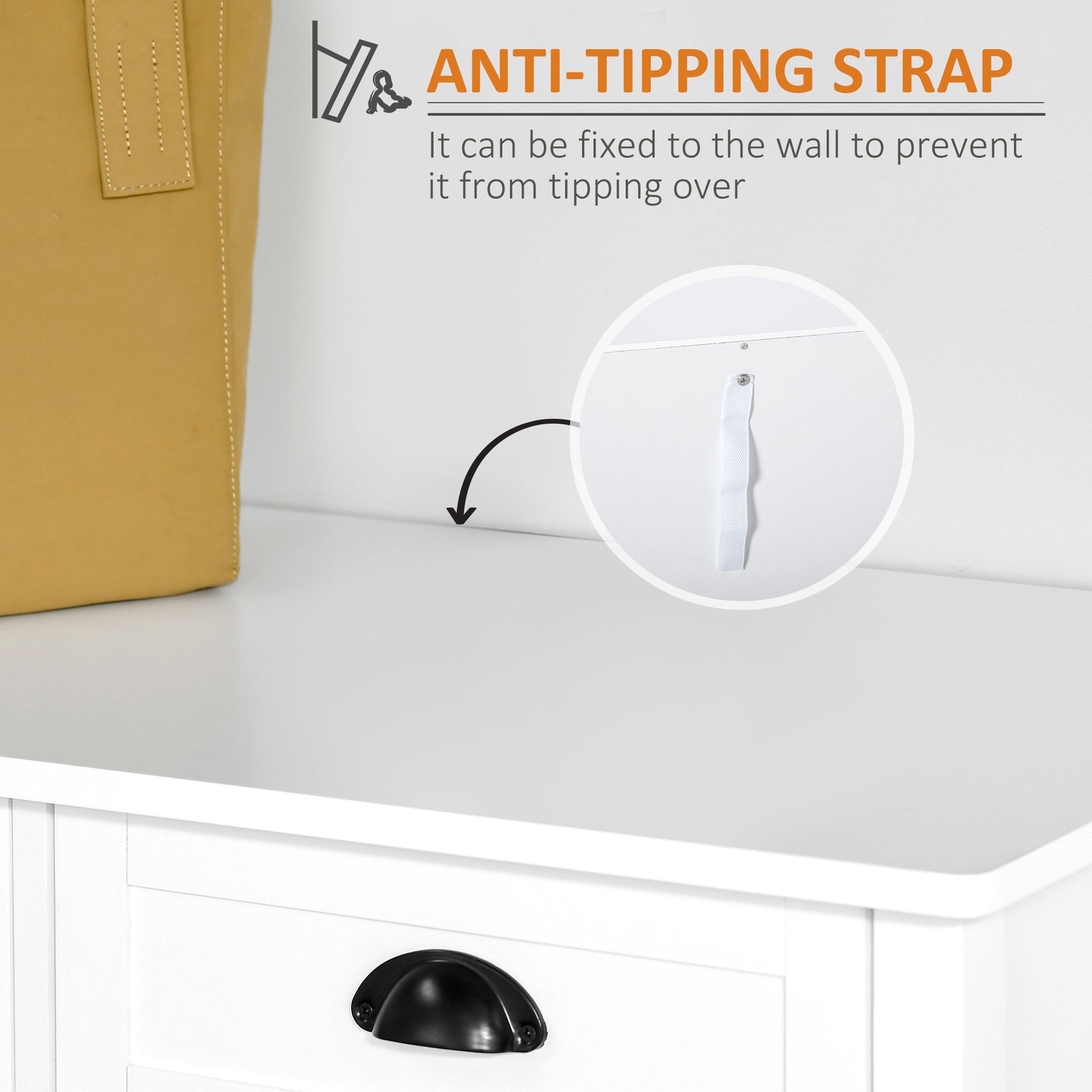 White MDF Sideboard Cabinet - Kitchen Buffet Storage