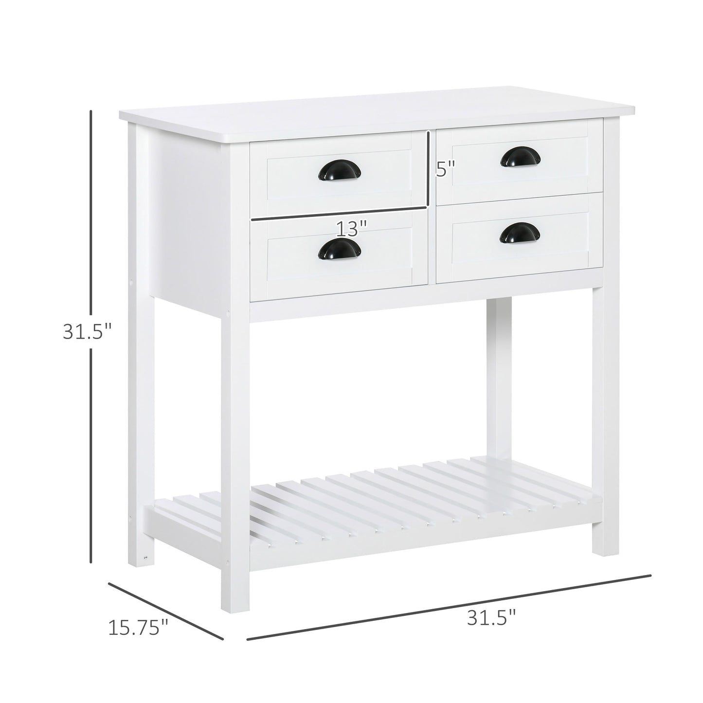 White MDF Sideboard Cabinet - Kitchen Buffet Storage