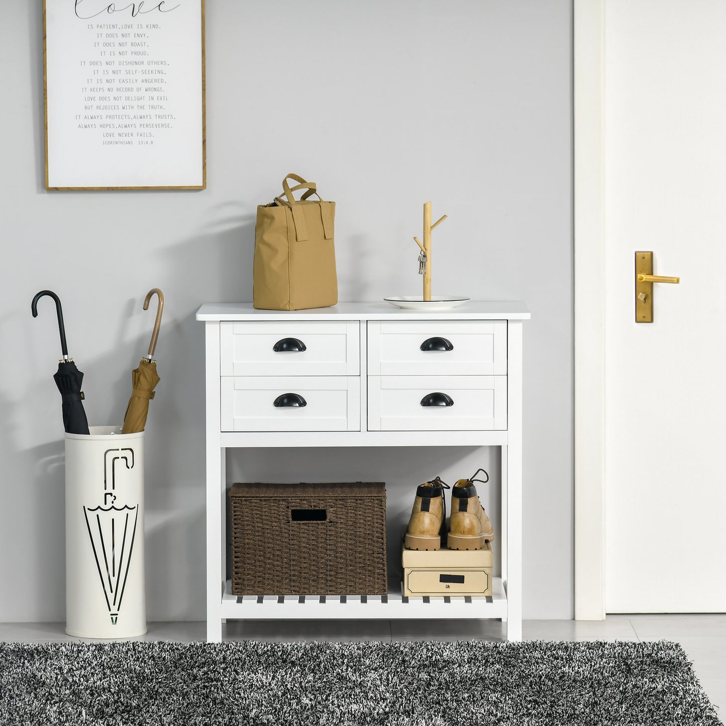 White MDF Sideboard Cabinet - Kitchen Buffet Storage
