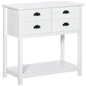 HOMCOM Coffee Bar Cabinet, Sideboard Buffet Cabinet, Kitchen Cabinet with 4 Drawers and Slatted Bottom Shelf for Kitchen, Living Room, White