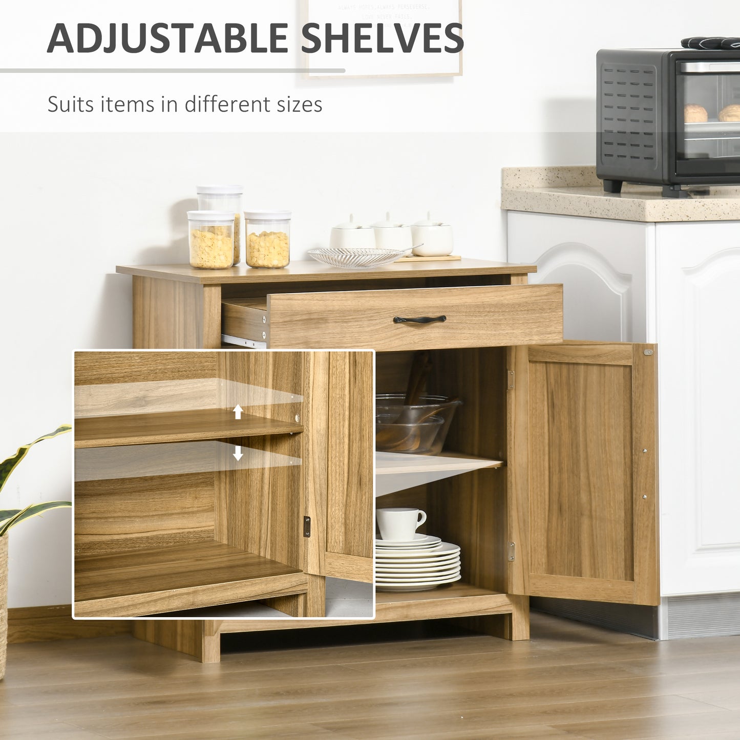Farmhouse Buffet Cabinet with Barn Doors - Natural Wood