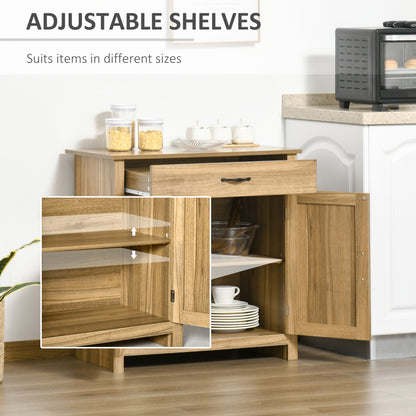 Farmhouse Buffet Cabinet with Barn Doors - Natural Wood