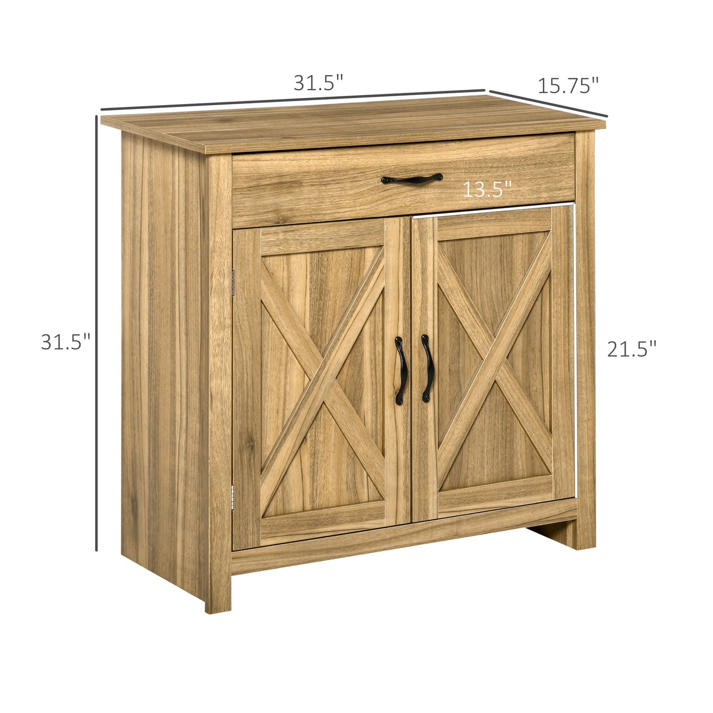 Farmhouse Buffet Cabinet with Barn Doors - Natural Wood