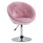 HOMCOM Modern Makeup Vanity Chair Round Tufted Swivel Accent Chair with Chrome Frame Height Adjustable for Living Room, Bedroom Pink