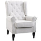 HOMCOM Button-Tufted Accent Chair with High Wingback, Rounded Cushioned Armrests and Thick Padded Seat, Cream White