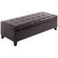 HOMCOM 51" Ottoman Storage Bench, Faux Leather Storage Chest with Lift Top, Tufted Ottoman with Storage for Living Room, Entryway, Dark Brown