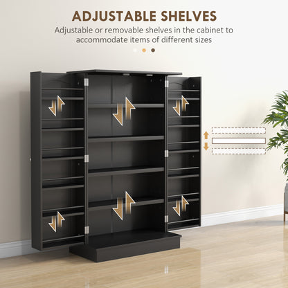 HOMCOM 41" Kitchen Pantry Cabinet - Black MDF Storage