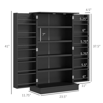 HOMCOM 41" Kitchen Pantry Cabinet - Black MDF Storage
