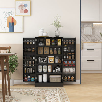 HOMCOM 41" Kitchen Pantry Cabinet - Black MDF Storage