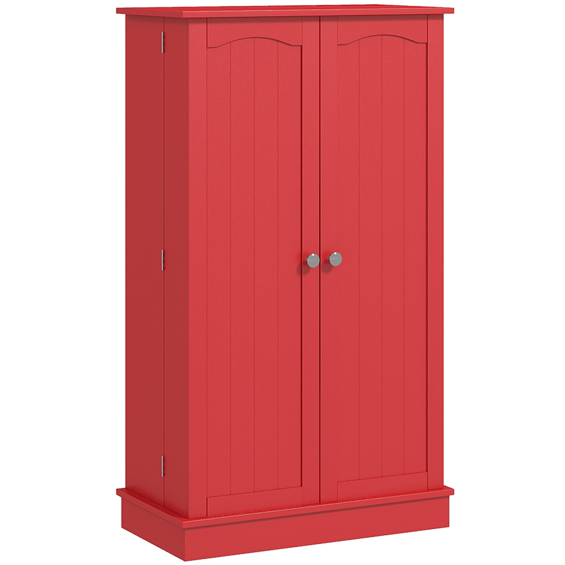 Red MDF Kitchen Storage Cabinet with 12 Door Shelves for Pots and Pans
