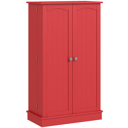 Red MDF Kitchen Storage Cabinet with 12 Door Shelves for Pots and Pans