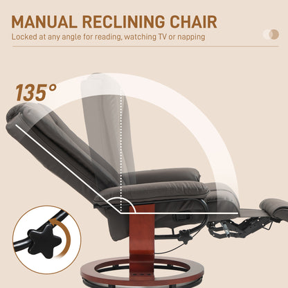 HOMCOM Brown PU Leather Recliner - Swivel & Footrest Comfort